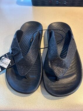 Black Sparkle Hey Dude Sandal Flip Flops